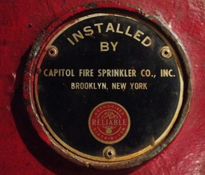 Capitol Fire Sprinkler Installation Plaque